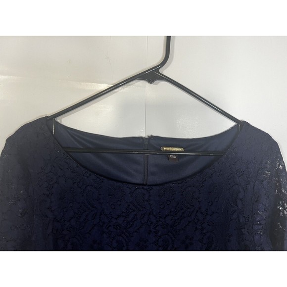 Dana Buchman Womens Sz XL Knee Length 3/4 Sleeve Lace Overlay Lined Dress Blue - Picture 9 of 10